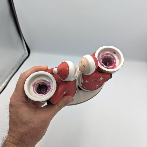 PartyLite Santa Mr & Mrs Claus Kissing Taper Candle Holder Christmas Holiday 7.5 - Picture 5 of 6